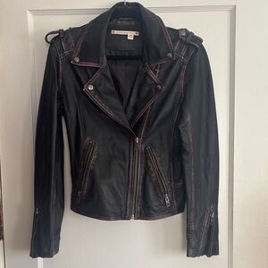 Chelsea & Violet Black and Purple Lamb Leather Jacket